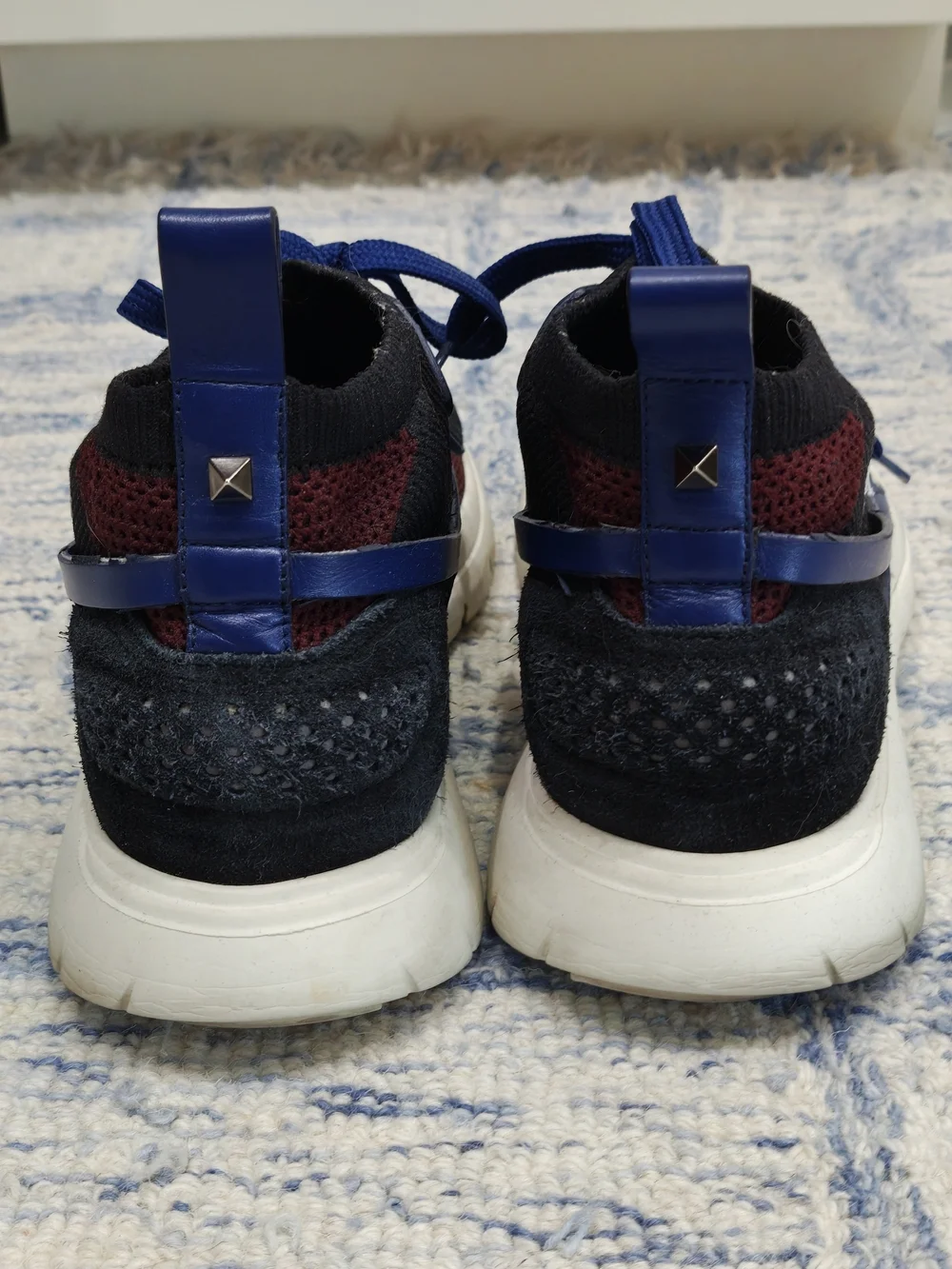 Valentino Garavani Blue, Burgundy & Black Lace-Up Sneakers